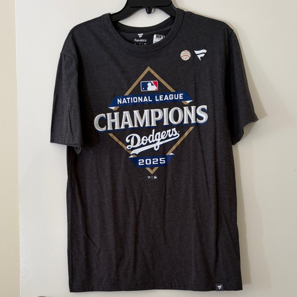 Fanatics Grey Dodgers 2025 Champions Tee